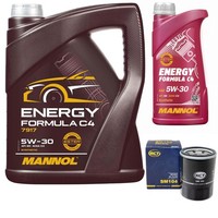 MotoröL Set Mannol 5W30 C4 API SN 6 Liter + ÖLfilter FüR Mitsubishi ASX Lancer