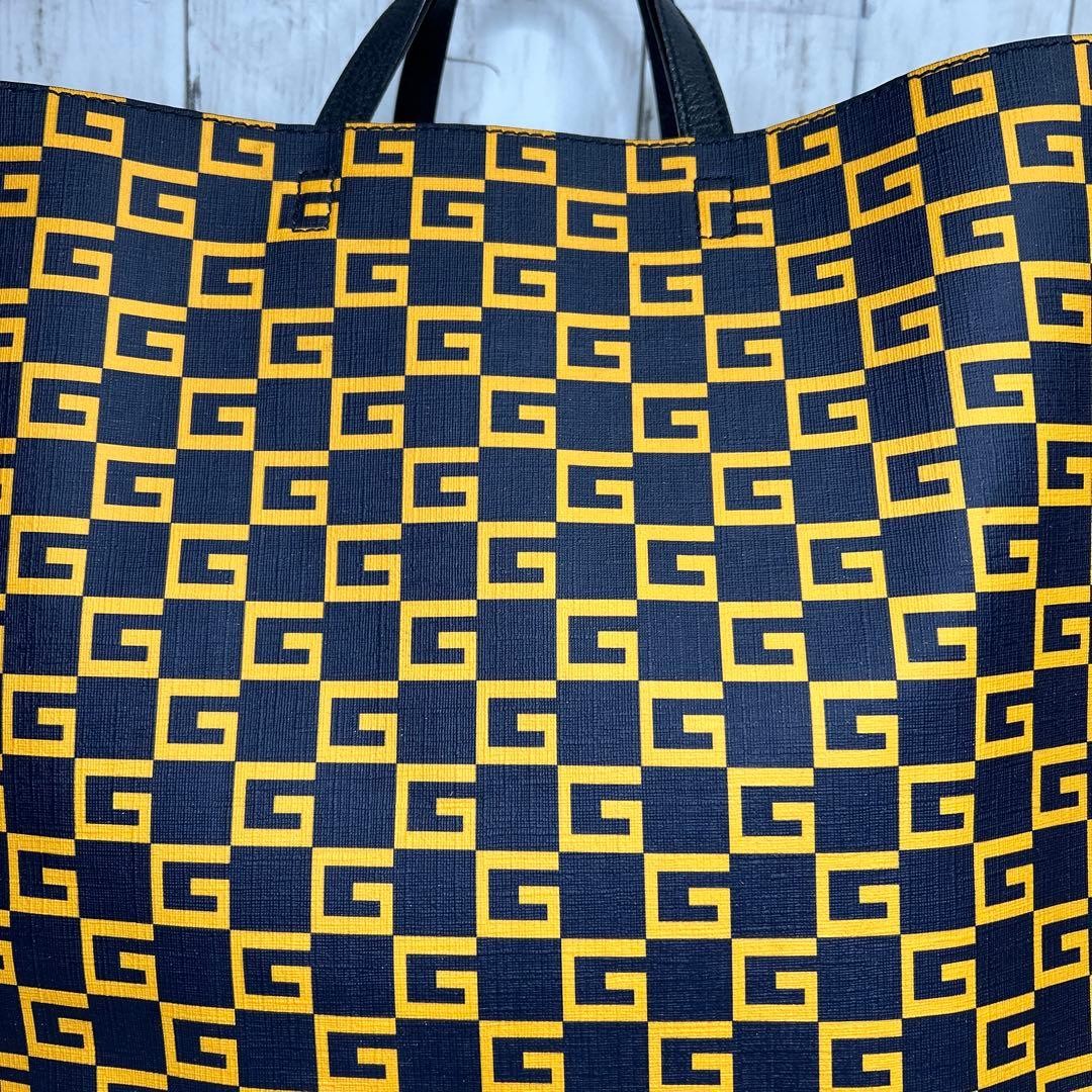 GUCCI Square G Tote Bag PVC Leather Black Large Capacity Authentic thumbnail 4