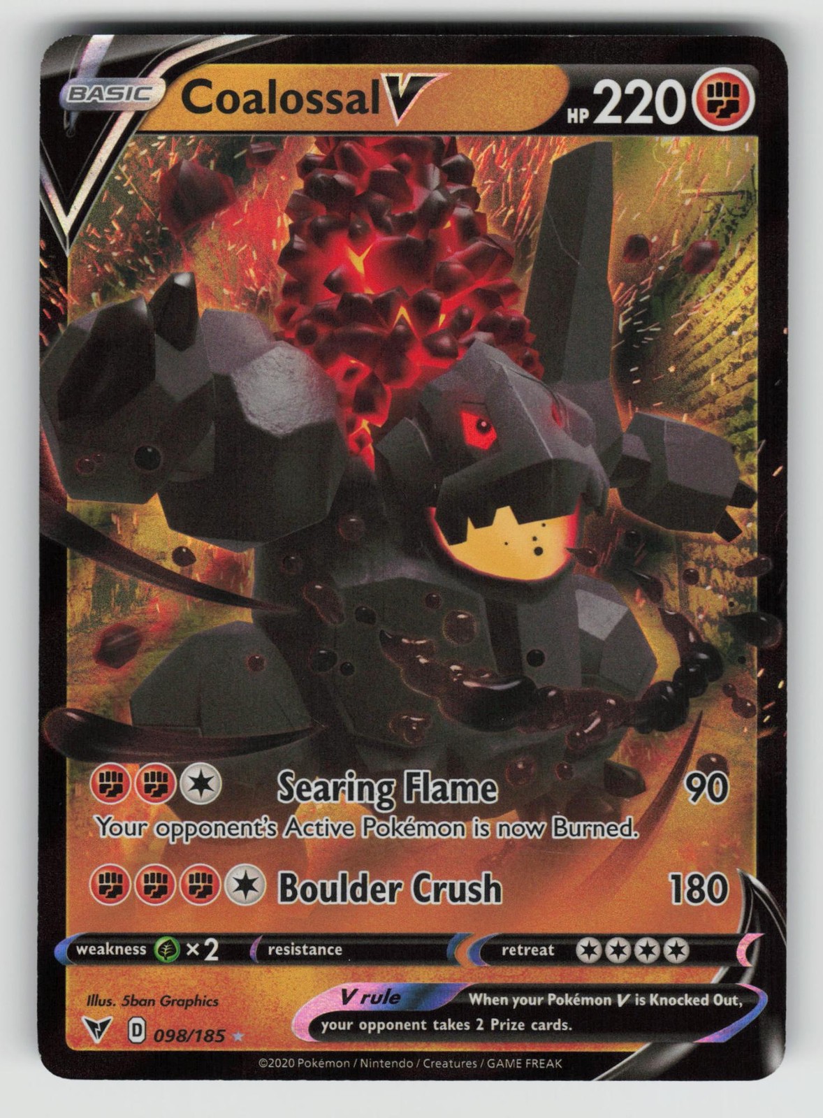 COALOSSAL V 098/185 Holo Vivid Voltage Pokemon V Rare NM