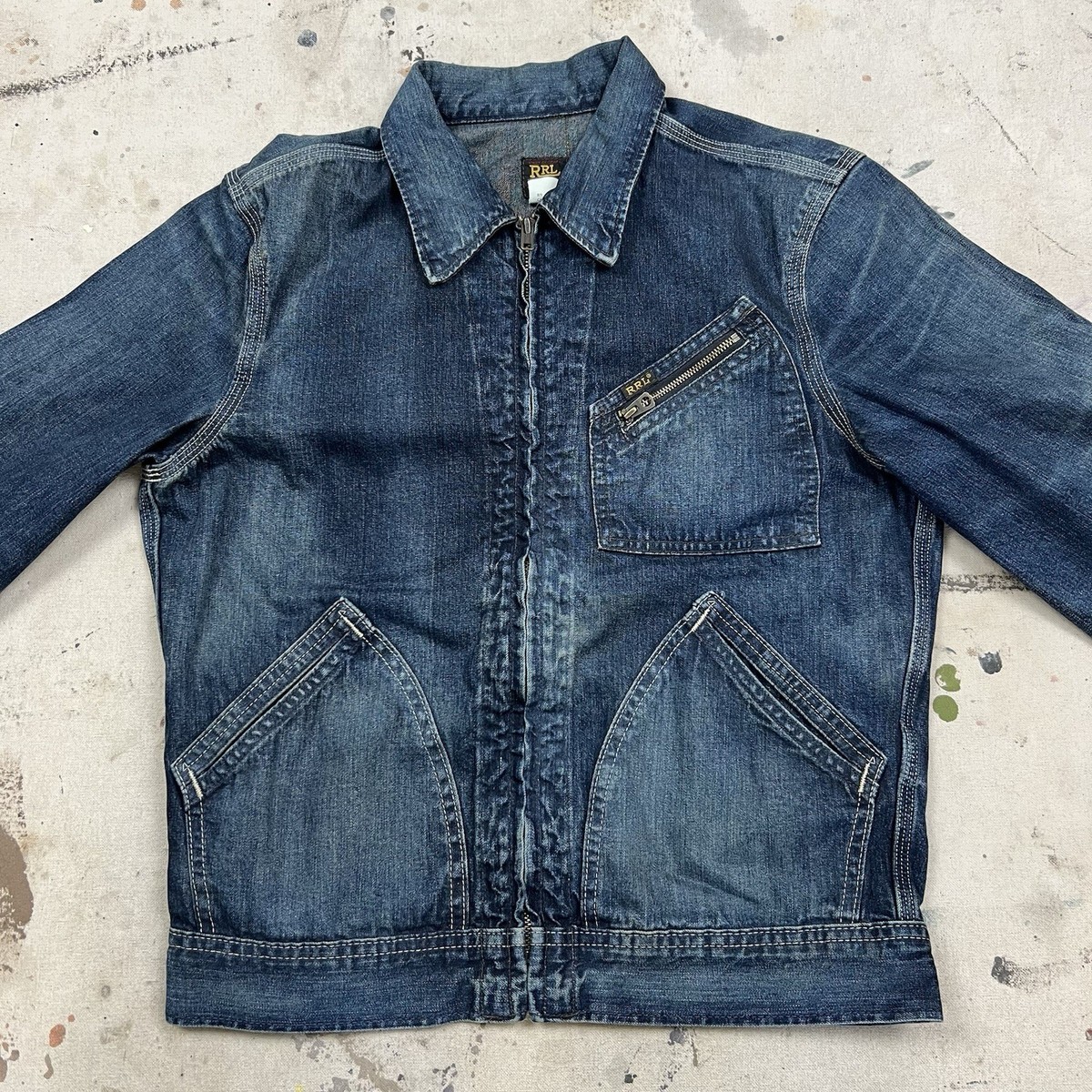 RRL Ralph Lauren 271-J Leyton Indigo Denim Work Jacket Men XS Lee