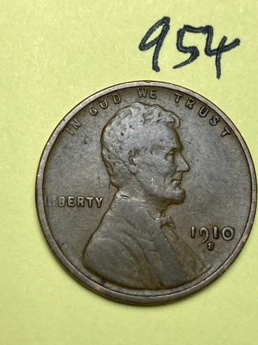1910-S LINCOLN WHEAT CENT, low mintage date, "Fine" condition #954