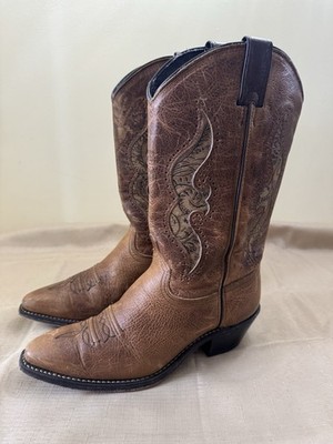 Vintage Abilene Brown Cut Out Embroidered Western Cowboy Cowgirl Boots 7