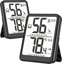 2 Pack Room Thermometer Small Hygrometer Indoor Humidity Monitor Sensor, Digital