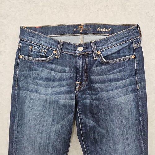 Seven For All Mankind Jeans Womens Bootcut Dark Rinse Sz 28x32 Low Rise - Picture 2 of 13
