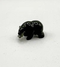 Vintage Hand Carved Nephrite Jade Bear, Totem Animal, Miniature Sculpture No.15