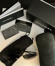 W@W Chanel Sunglasses Aviator W/ Orig Box Cloth Auth Card Case Book See Photos