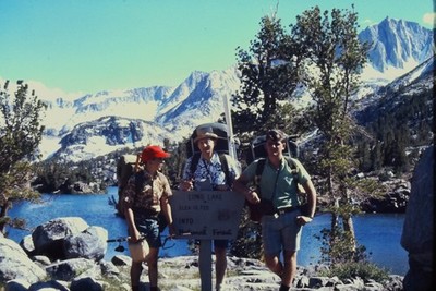 c1960's Ektachrome 35mm Slide Long Lake Inyo National Forest Hikers Fishing