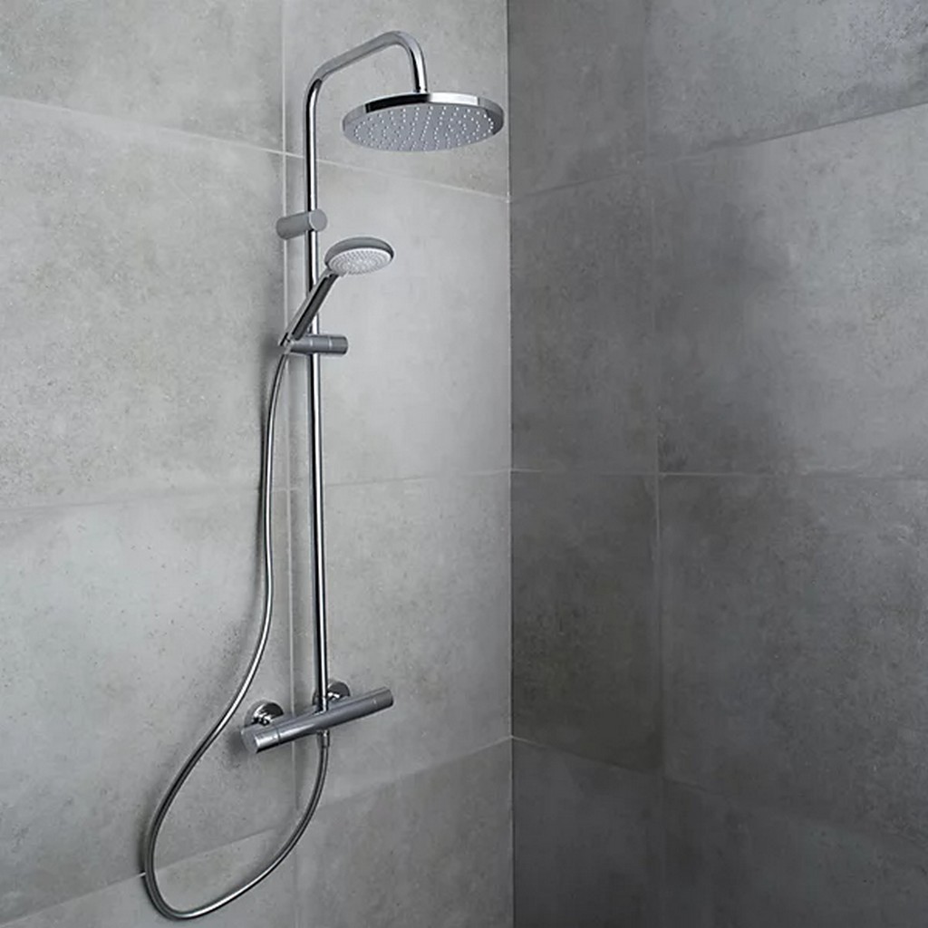 GoodHome Cavally Wall-mounted Thermostatic Mixer Shower with 2 heads & 1.5m hose