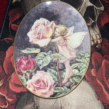 Royal Worcester The Rose Fairy, Flower Fairy Oval Wall Plate 21.8 x 16.8 cm