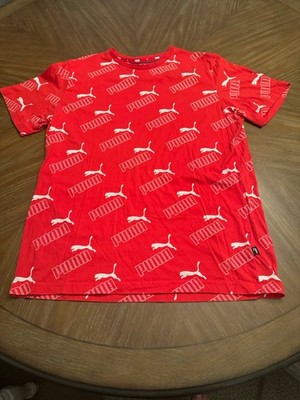Puma Amplified AOP Tee - High Risk Red - Puma Logo All Over Men s Large SS