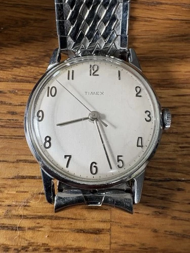 Vintage Timex Mercury Watch, Men’s Manual Wind, ~1965-1967, Unique Band, Runs!