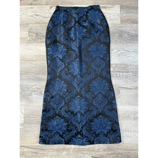 Vintage J. Peterman Silk Maxi Skirt – Baroque Brocade Asian-Inspired Print – 6