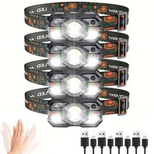 4x Rechargeable Headlamp Super Bright LED Head Light Forehead Flashlight Outdoor