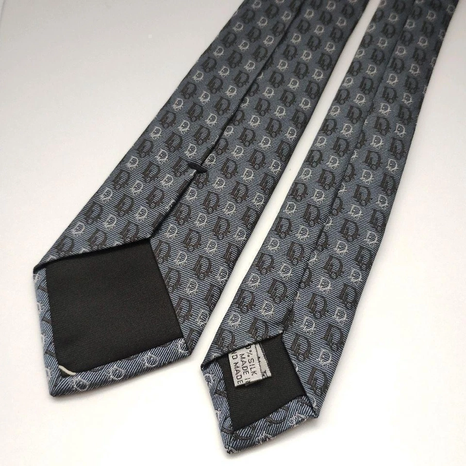 Dior Homme Neck Tie logo trotter gray 100%Silk excellent gift F/S - Image 4 of 4