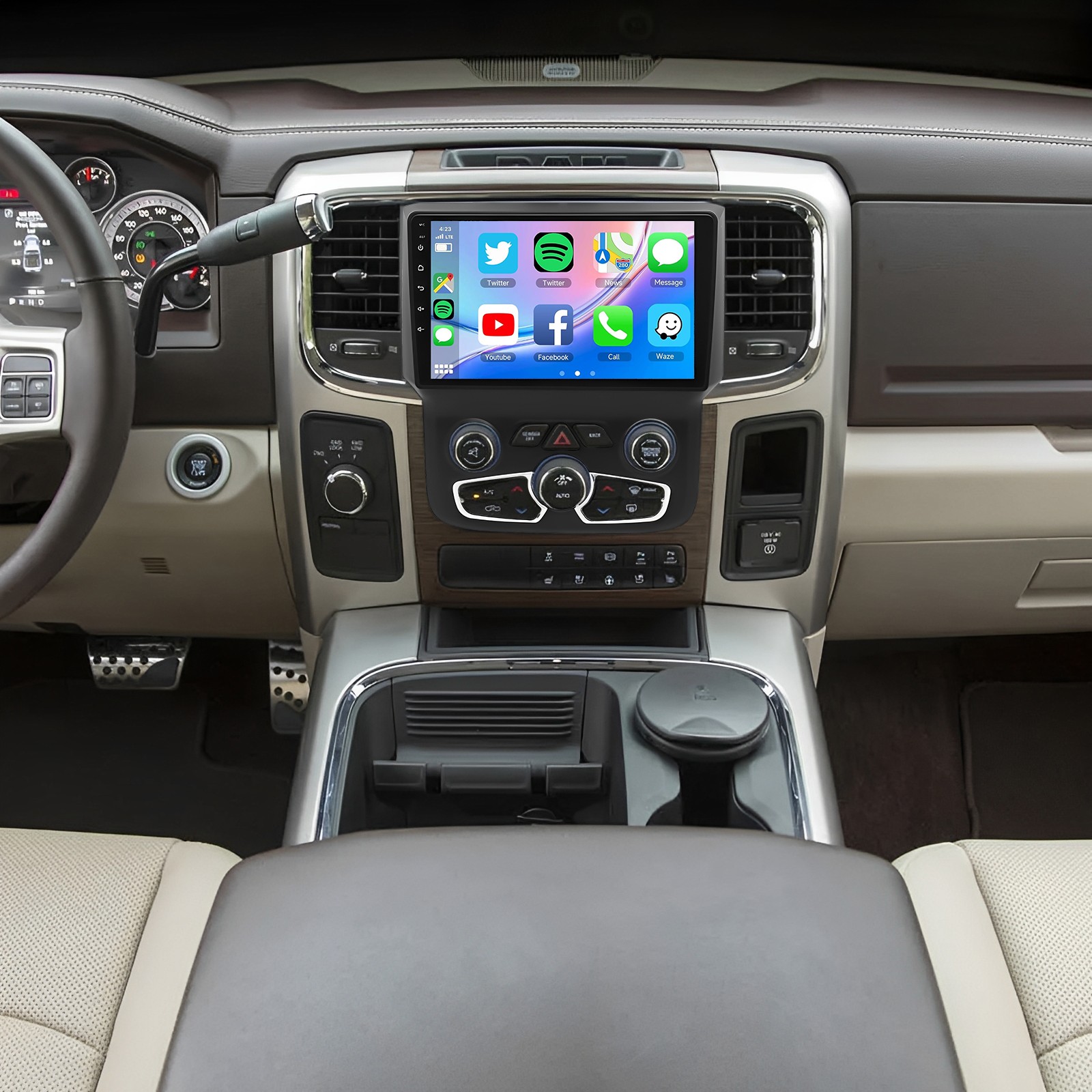 Car Stereo Radio GPS Navi Player Fits Dodge Ram 1500 2500 3500 2013-2019 -US