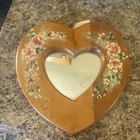 Heart Shaped Floral Wood Framed Accent Mirror Vintage Wall Decor Brown Pink — photo 1