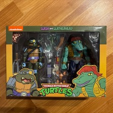 NECA TMNT Teenage Mutant Ninja Turtles & Slash Leatherhead 2 Set Action Figure