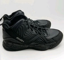 AND1 High Top Basketball Sneakers Black Silver Dot Men Size 9 US MNA141ES071