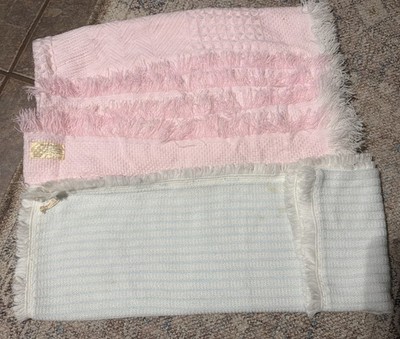 Lot Of Two Acrylic Baby Blankets Pink Blue Italy USA Read