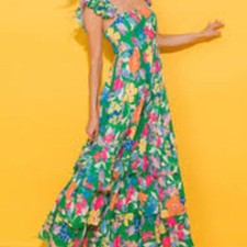 BOUTIQUE GREEN NWOT FLORAL RUFFLE PEPLUM LINED MAXI DRESS MULTIPLE SIZES
