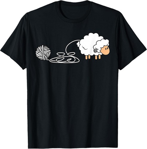 Knitting and Crocheting Sheep Themed Yarn Needle T-Shirt