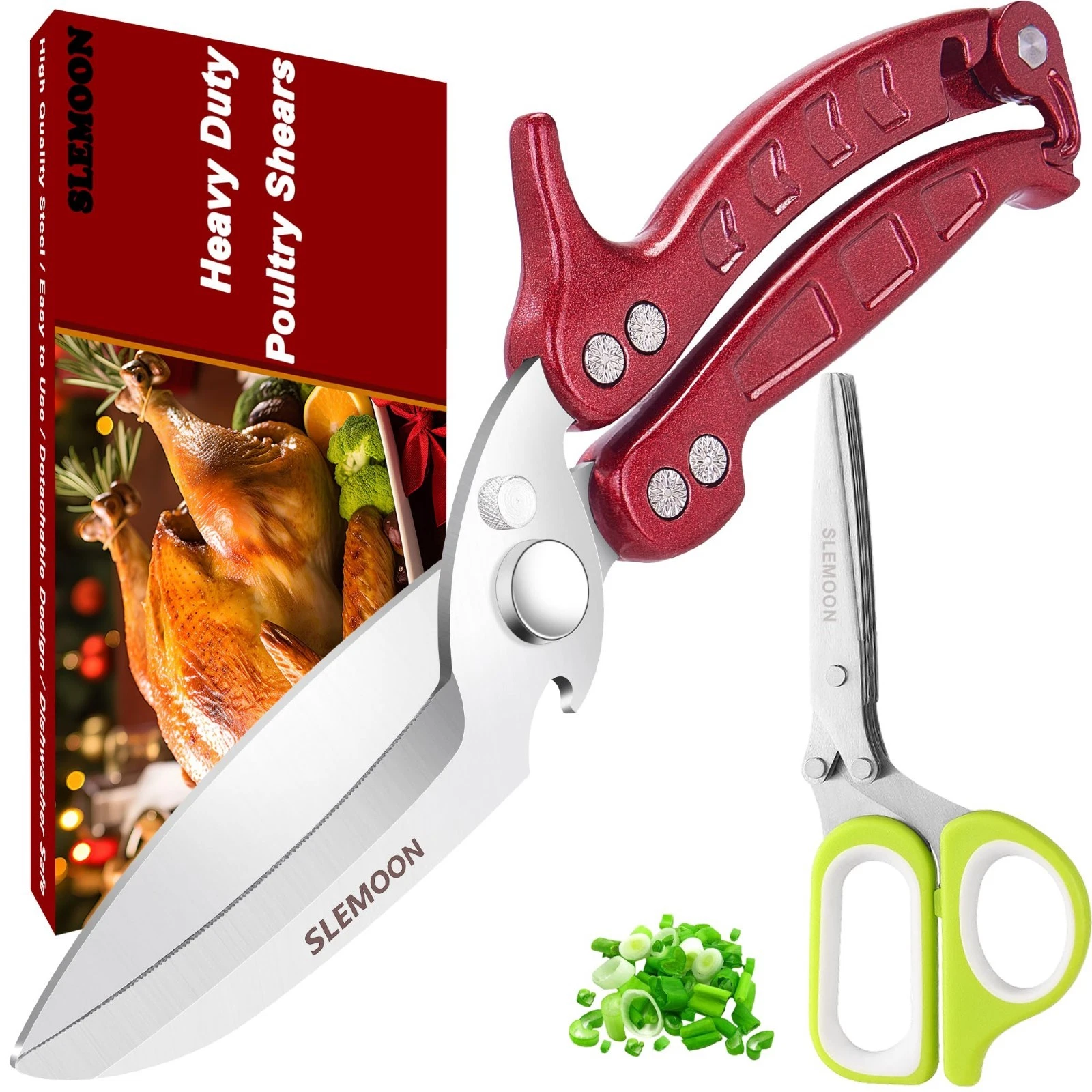 Heavy Duty Poultry Shears & Herb Scissors Set - 5 Blades, Kitchen Tools, 2pcs
Opens in a new window