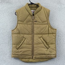 Vintage Lee Storm Rider Vest Men Medium Brown 70s Full Zip Western Cowboy Puffer