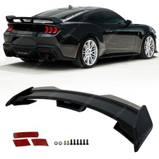 Glossy Black Rear Trunk Wickerbill Spoiler Wing Set For 2024 2025 Ford Mustang