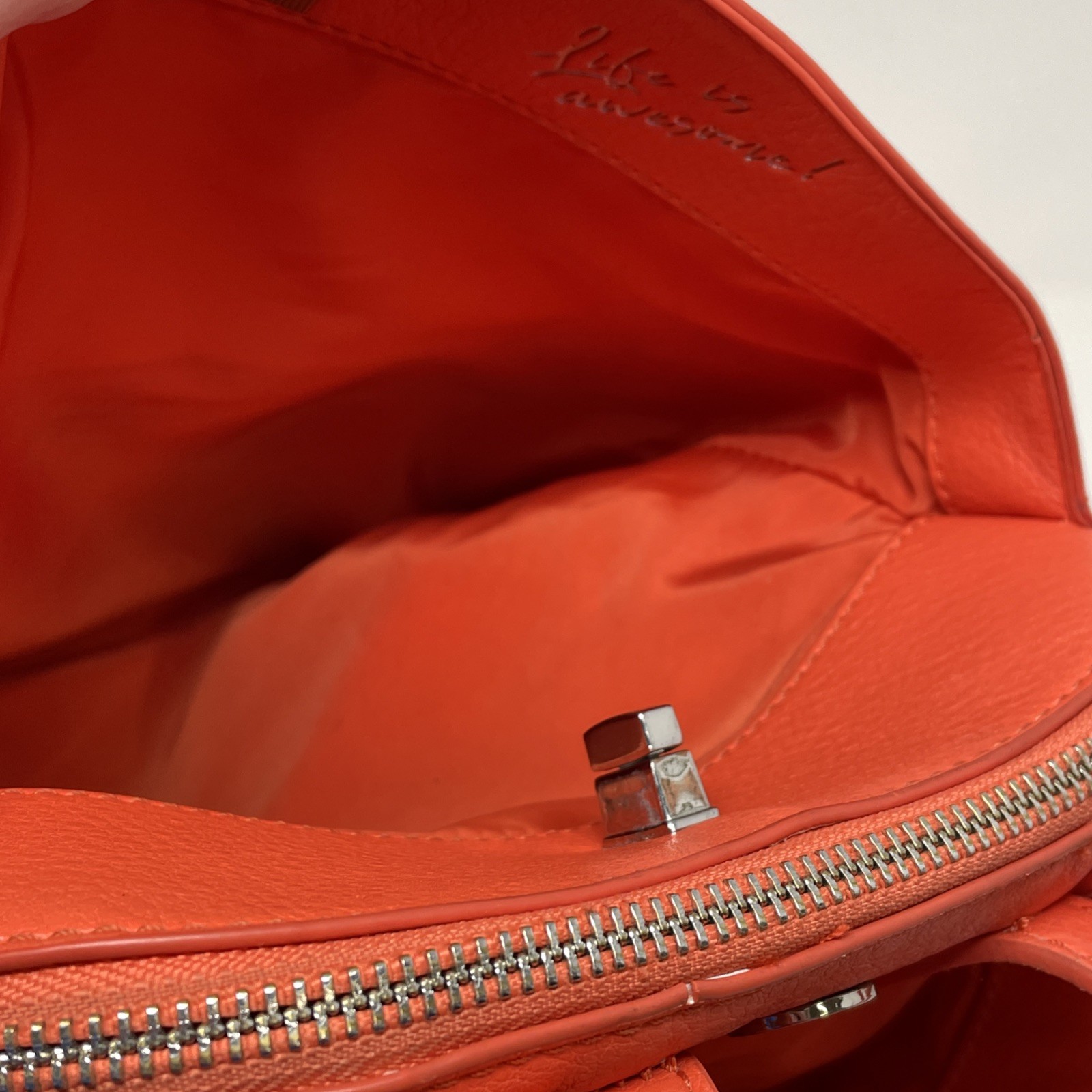 Desigual Orange Backpack Multi Position Faux Leat… - image 11