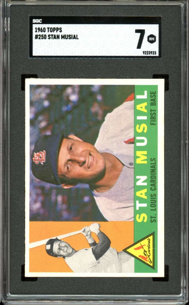 1960 Topps #250 Stan Musial Cardinals HOF SGC 7 NM Near Mint