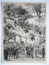 Wiedeńskie Stowarzyszenie Śpiewu Męskiego w Zamku Laeken koło Brukseli. Belgia, drzeworyt 1880