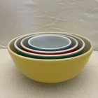 Vintage Pyrex Primary Colors Nesting Bowls Set Of 4 Red Yellow Green Blue