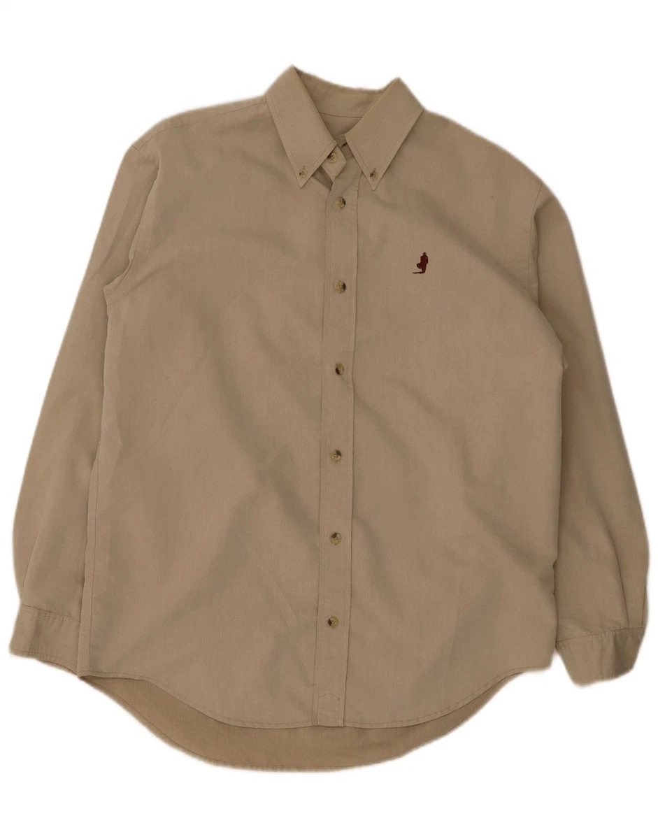 コソコソMarlboro Classics 長袖シャツ ベージュ Lサイズ Marlboro Classics Long Sleeve Casual Button-Down Shirts for Men