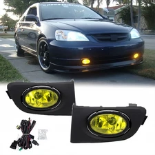 Yellow Fog Lights Fits 2001-2003 Honda Civic 2/4Dr Driving Bumper Lamps+Switch