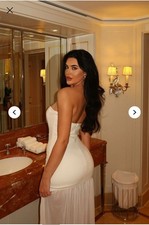 Fashion Nova white strapless mesh maxi dress (size S)