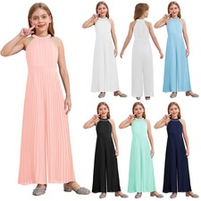 Girls High Waist Jumpsuit Sleeveless Rhinestone Jumpsuit Luxurious Elegant
