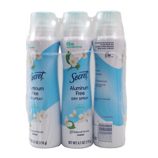   3 PACK Secret Dry Spray Aluminum Free Deodorant for Women 48hr, Jasmine NEW  