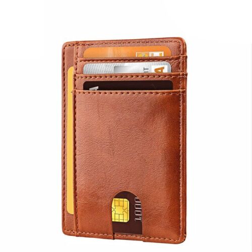 Mens Leather Slim Wallet Credit Card Holder RFID Blocking Pocket ID Money PU USA - Picture 30 of 44