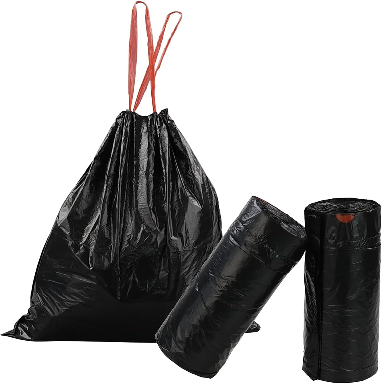 13 Gallon Plastic Drawstring Trash Bags, Tall Kitchen Garbage Bags, 2 Rolls, 104