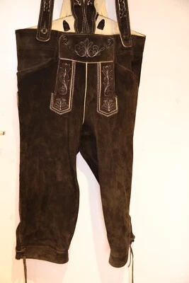 schwarze DISTLER Trachtenlederhose Wildbock bestickt Kniebund Hosenträger 72/48 - Bild 1 von 4