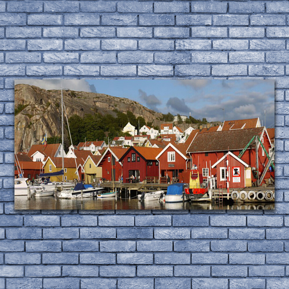 Tableau paysage ville impression sur verre acrylique 140x70 cm décoration murale design