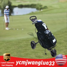 New Foldable 3 Wheel Golf Pull Push Cart Trolley with Scorecard Drink Holder USA