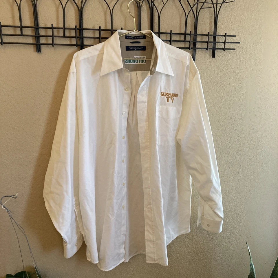 Guns Ammo TV Devon & Jones Long Sleeved Button Front Shirt- White Pearl XL - Image 3 of 4