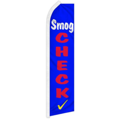 Pack of 2 Smog Check Advertising Swooper Feather Flutter Flag Smog Test 100D