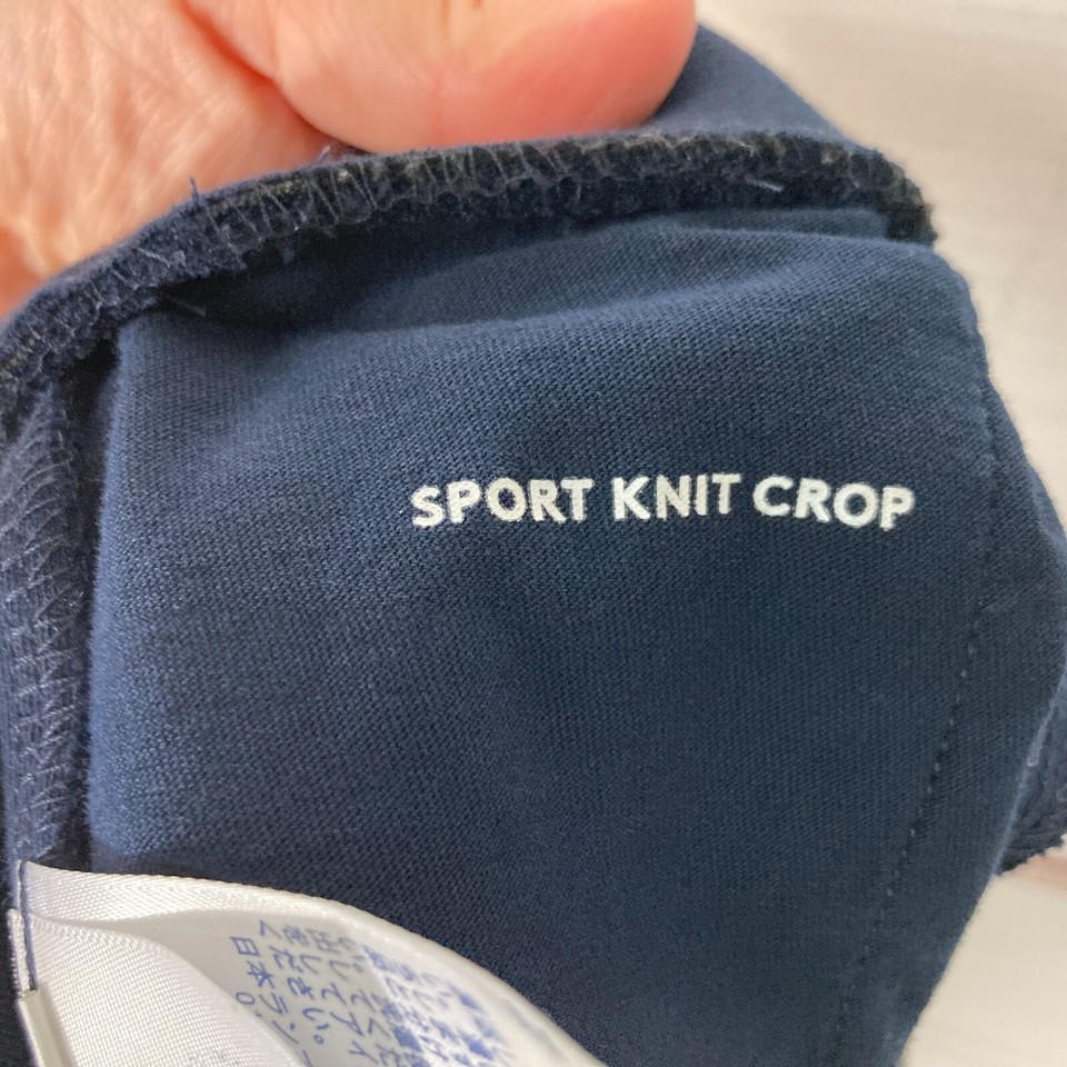 Lands End Pants Women PM Blue Sport Knit Crop Wide Leg Pull On Knit