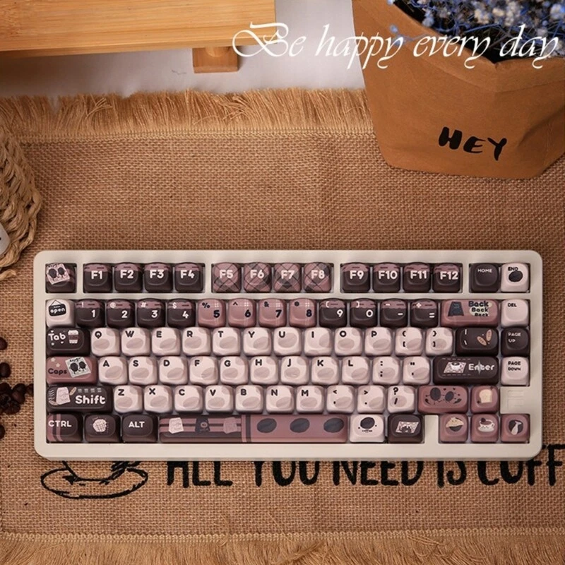 Mechanical Keyboard Keycaps 131 Keys Thick PBT MOA Height Coffee Beans