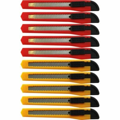 POWERTRON 10 Bulk Box Cutter Hobby Retractable Utility Knife with Strong Snap off Blades