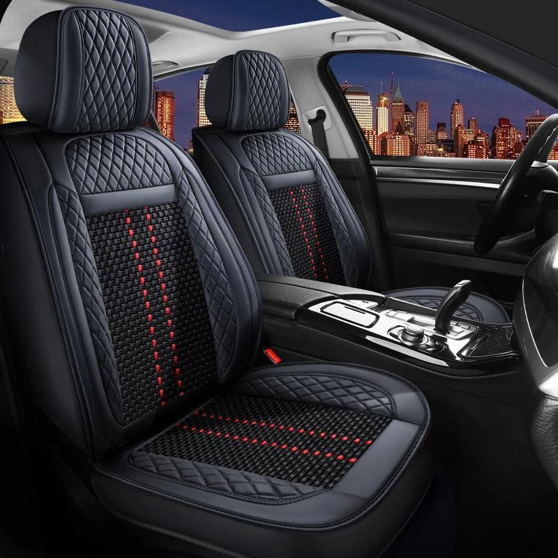 For NISSAN Seat Car Seat Covers Leather ICE SILK Breathable Front Rear Protector Foto 3 de 4