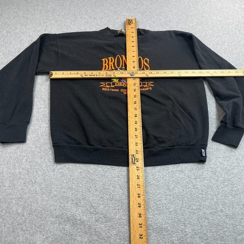 Vtg Denver Broncos x Logo 7 Sweatshirt Men Medium Black Football NFL 1989 USA - Picture 7 of 8