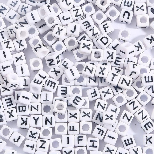 100x Acrylic Cube Letter Beads For Kid Handmade Jewelry Making DIY Bracelet 6mm - Picture 2 of 39